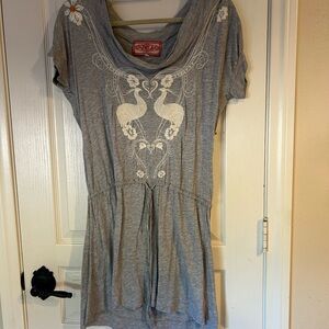 Soulmates Gray Embroidered Midi Dress